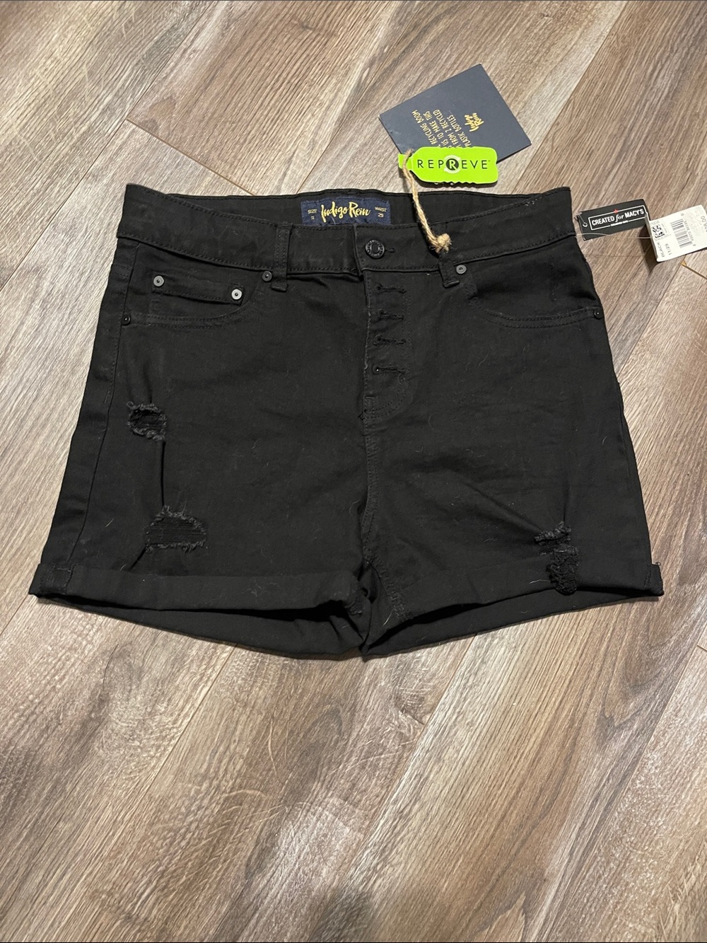 Indigo Rein Black Distressed High-Rise Jean Shorts